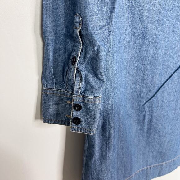 J Crew Womens 2 Denim Shirt Dress Half Button Front Long Sleeves Cotton Collared - Picture 5 of 9